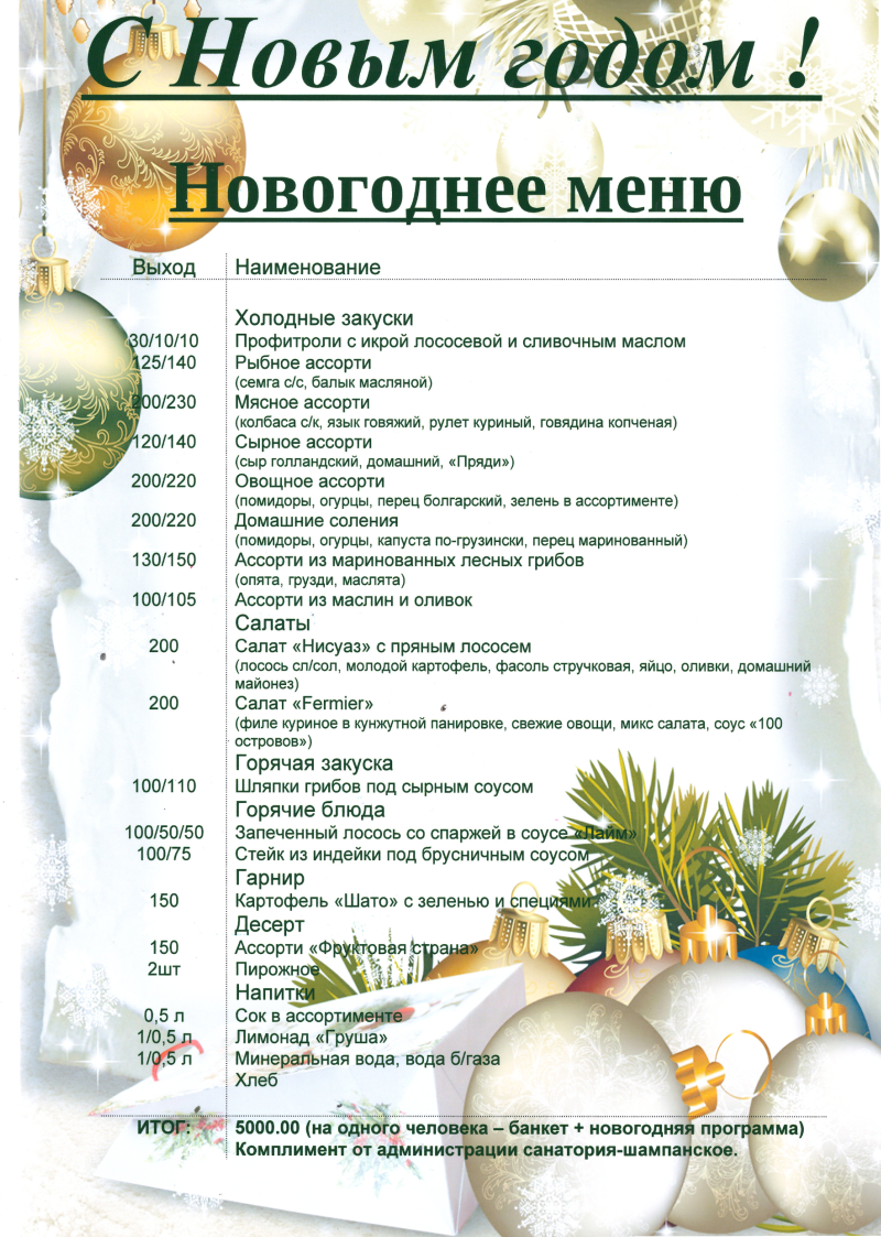 Новогоднее меню — 2021